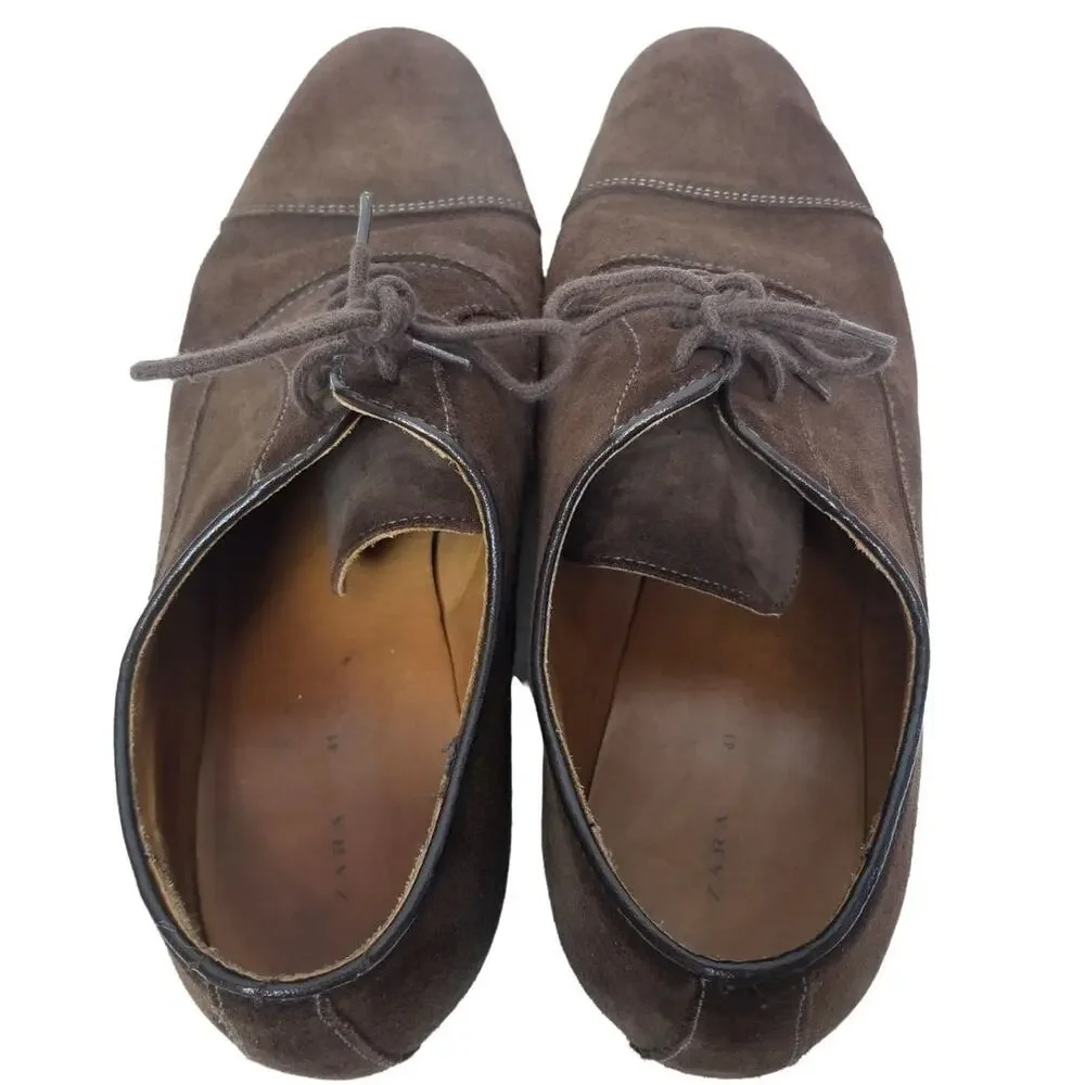 Zara Mens Brown Leather Oxford Dress Shoes Size 8 (41EU) Career Corp Wedding